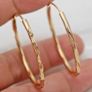 New 18k Gold Plated Hoop Earrings for Women Jewelry A Pair/set